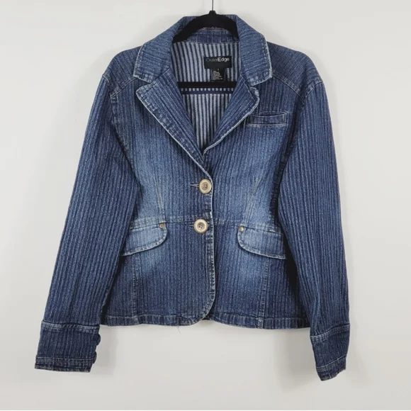 OUTER EDGE Vintage Button Front Blue Jacket Large - Picture 2 of 8